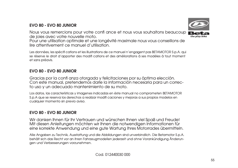 Página 1 del manual Manual de usuario Beta Evo 80 (2014)