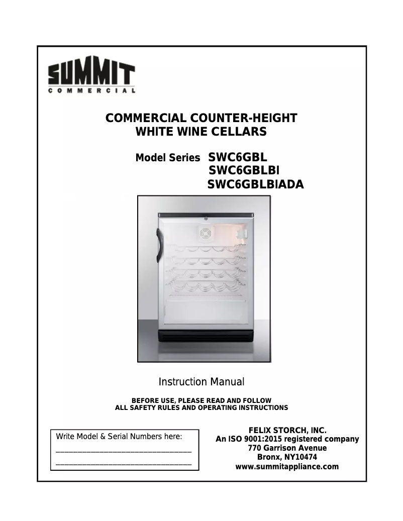 Page n°1 - Manuel utilisateur Summit SWC6GBLSH