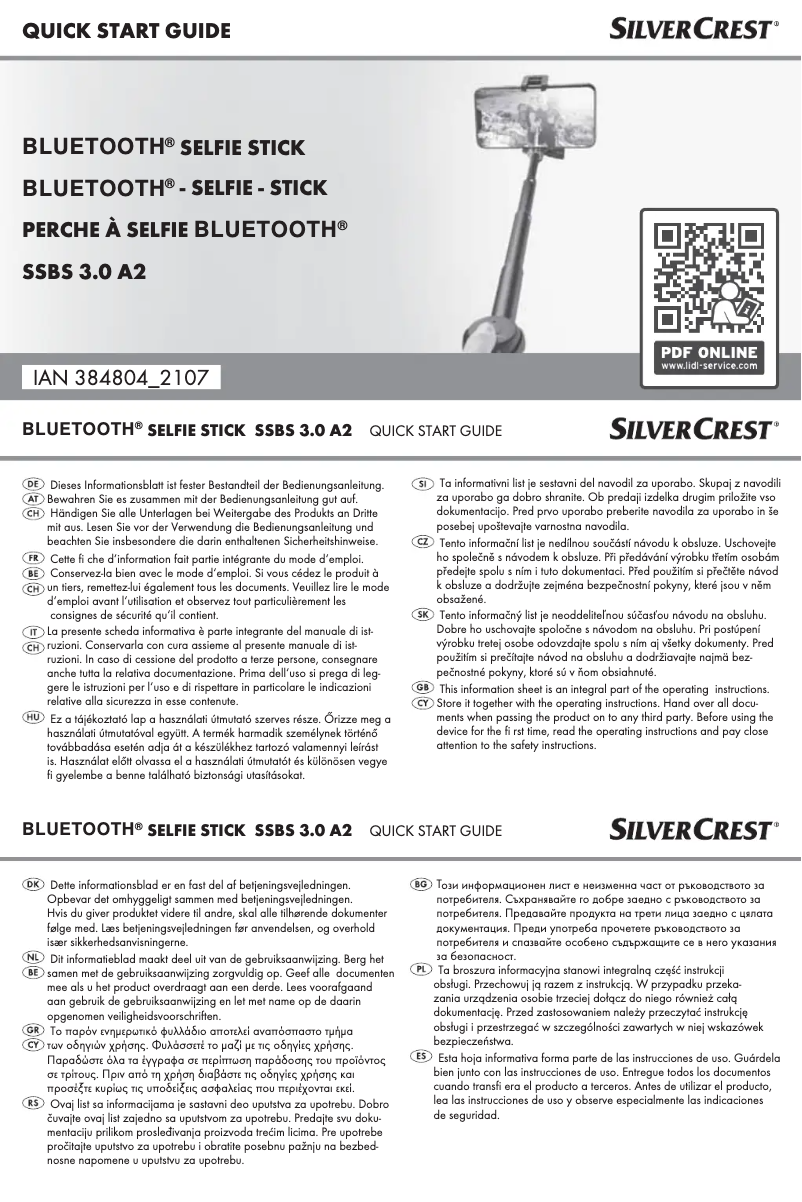 Page 1 de la notice Manuel utilisateur SilverCrest SSBS 3.0 A2