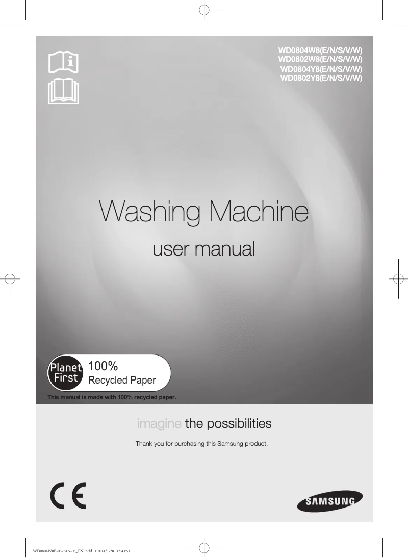 Page n°1 - Manuel utilisateur Samsung WD0804W8E3