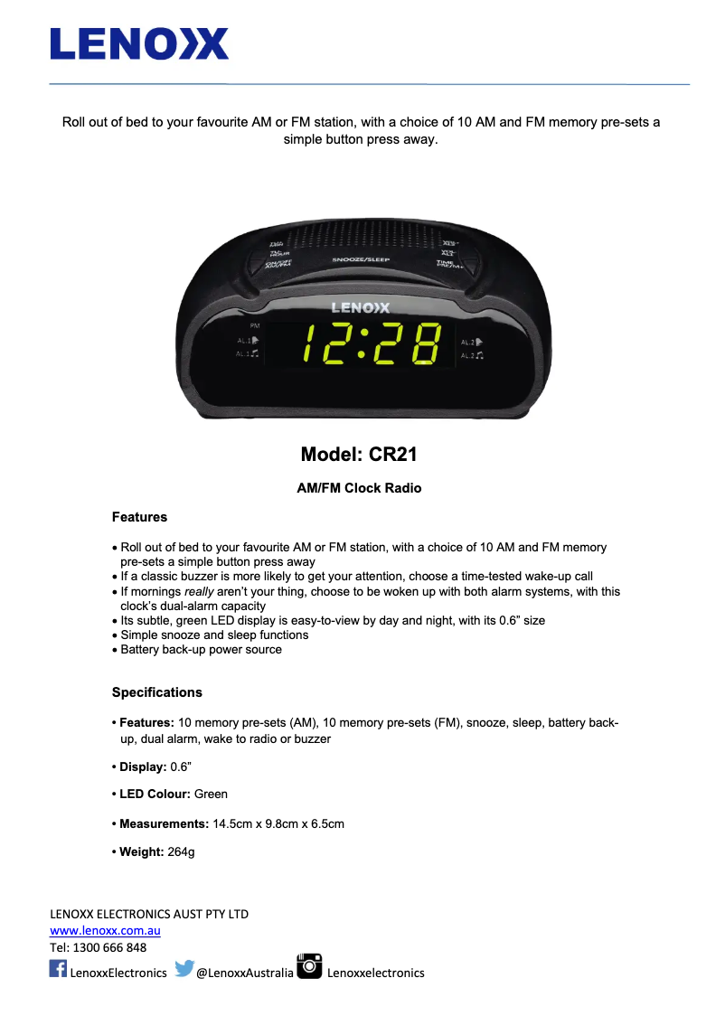 Image de la première page du manuel de l'appareil CR21