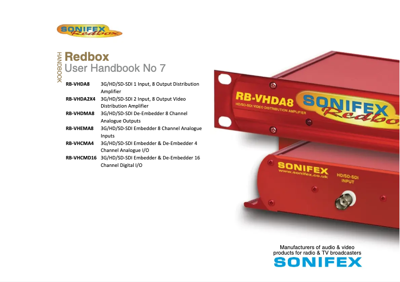 Page 1 de la notice Manuel utilisateur Sonifex Redbox RB-VHCMA4