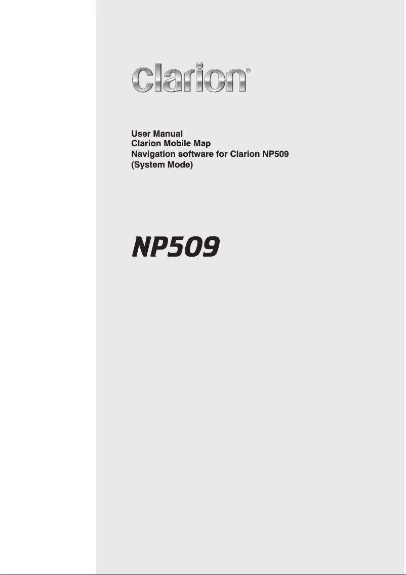 Page n°1 - Manuel utilisateur Clarion NP509