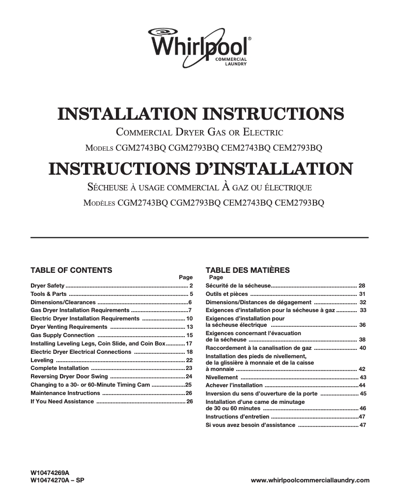 Página 1 del manual Instrucciones / montaje Whirlpool CEM2793BQ