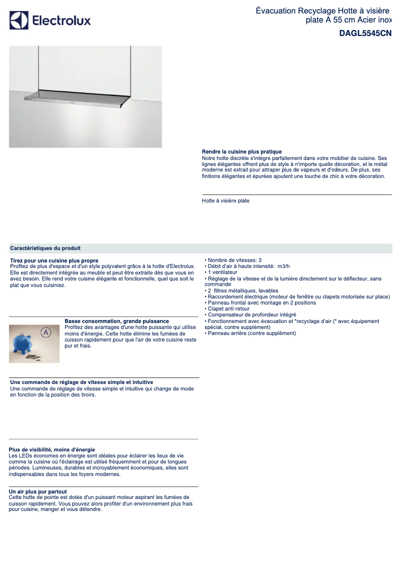 Page n°1 - Fiche technique Electrolux DAGL5545CN