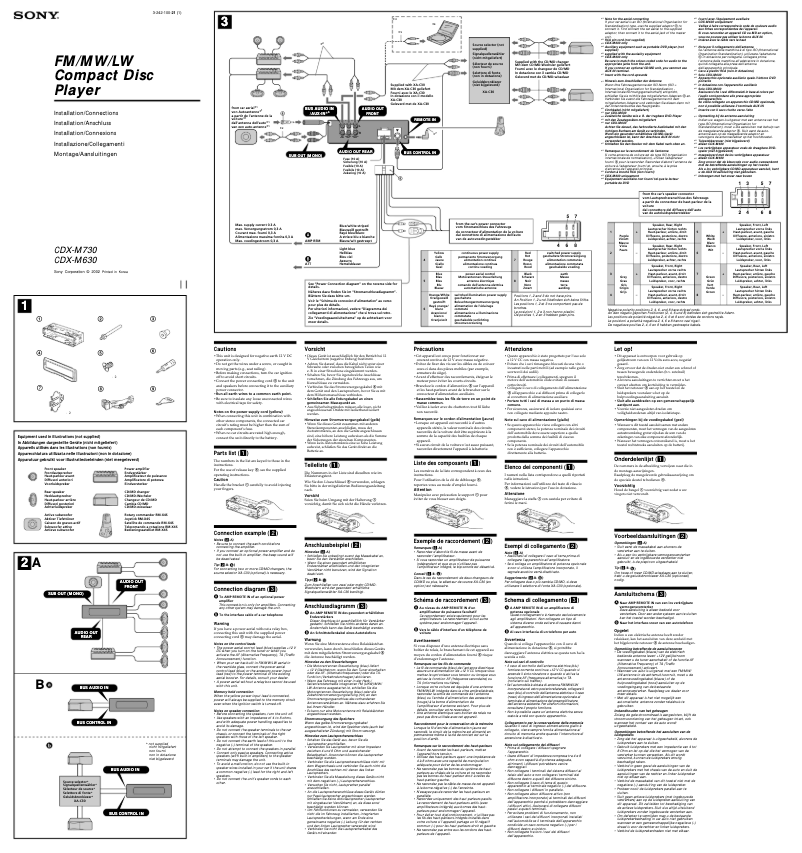 Page n°1 - Guide d'installation Sony CDX-M630