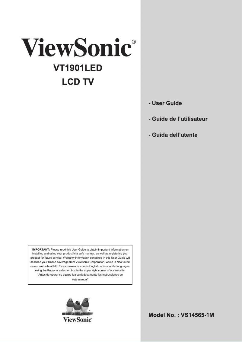 Page 1 de la notice Manuel utilisateur Viewsonic VT1901LED