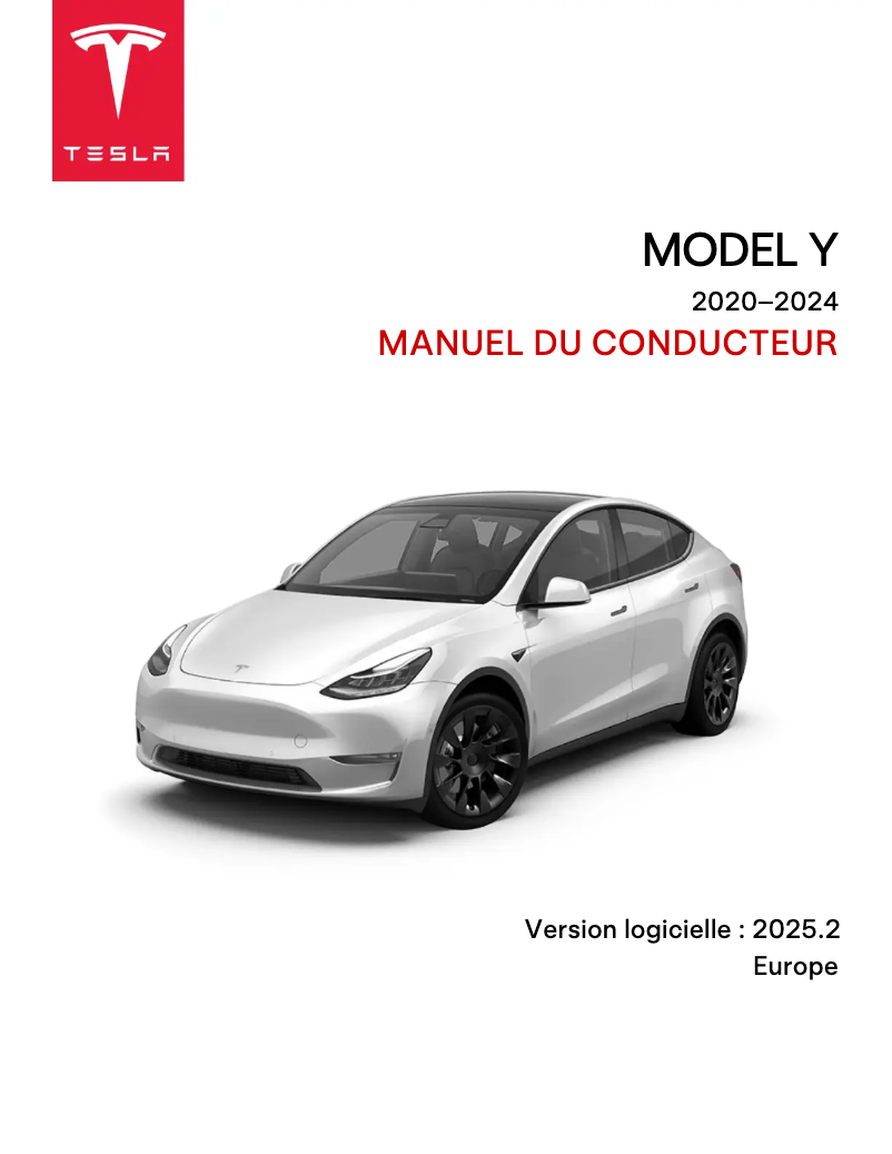 Image de la première page du manuel de l'appareil Model Y (2024)