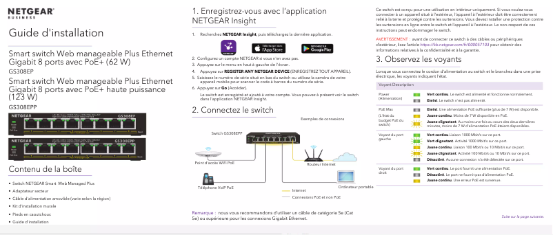 Page n°1 - Guide d'installation Netgear GS308E