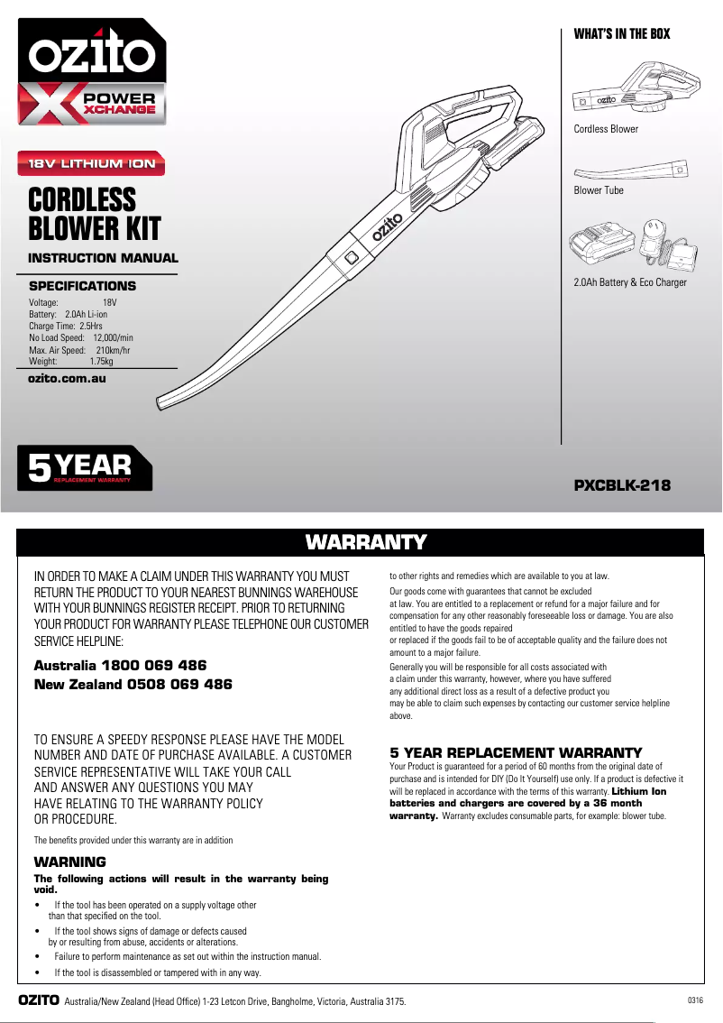 Imagen de la primera página del manual del dispositivo PXCBLK-218
