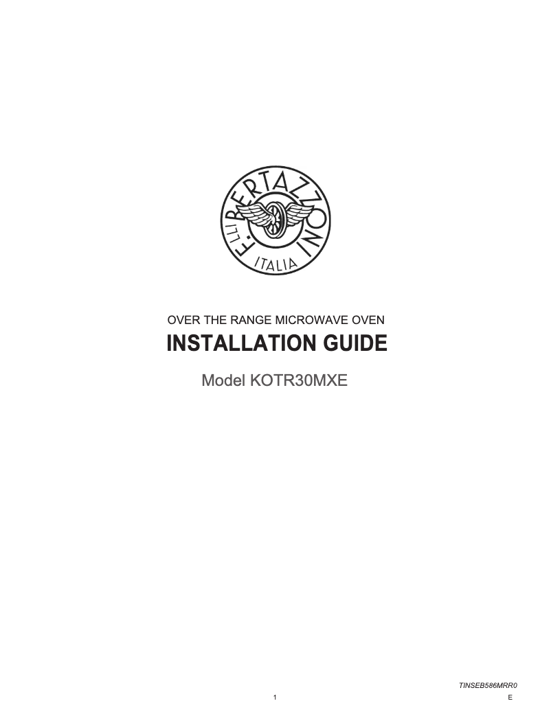 Page 1 de la notice Guide d'installation Bertazzoni KOTR30X