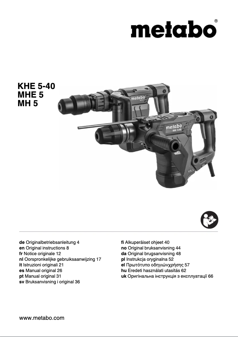 Page 1 de la notice Manuel utilisateur Metabo MH 5