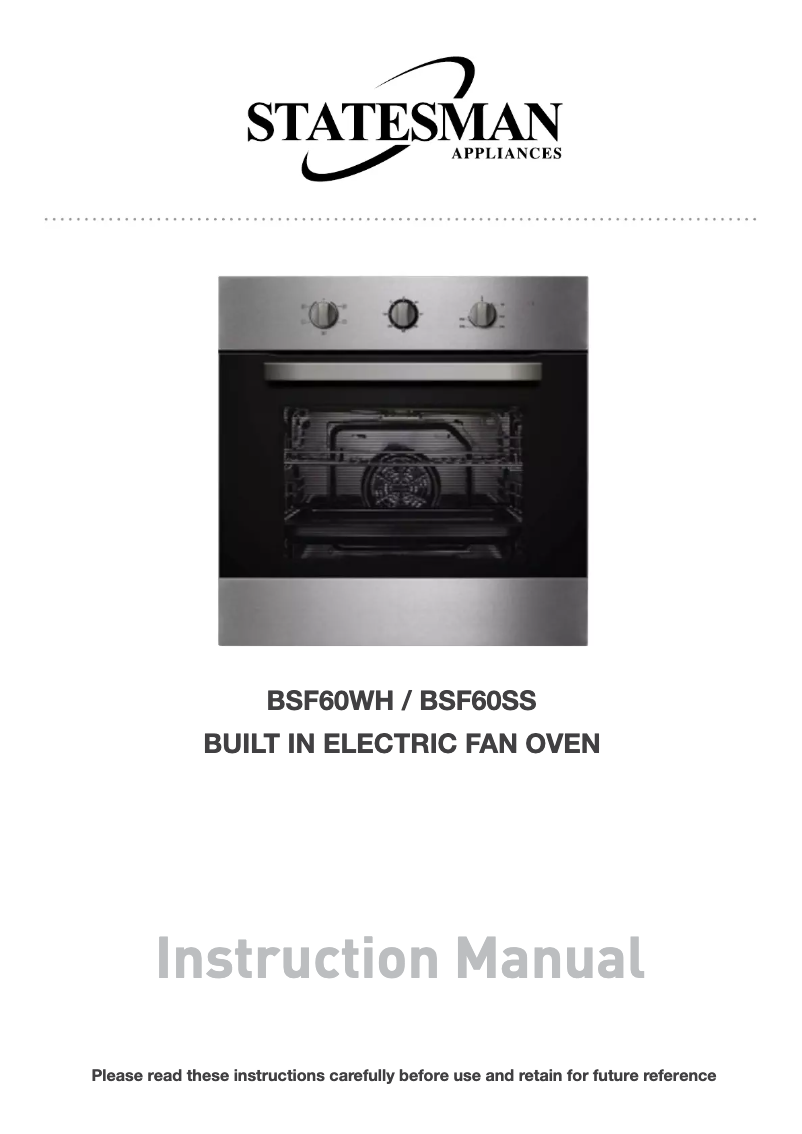 Page 1 de la notice Manuel utilisateur Statesman BSF60WH