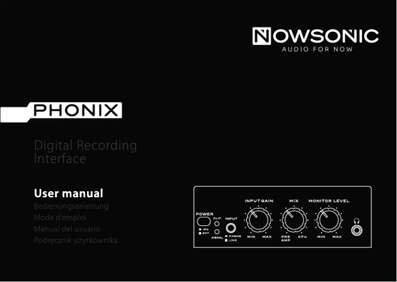 Page 1 de la notice Manuel utilisateur Nowsonic Phonix