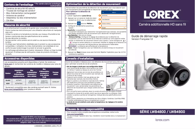 Page n°1 - Guide de démarrage rapide Lorex LWB4801