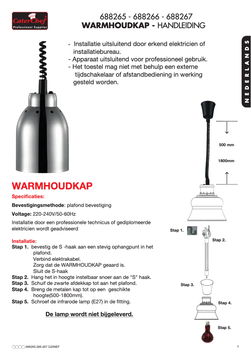 Page 1 de la notice Manuel utilisateur CaterChef 688266