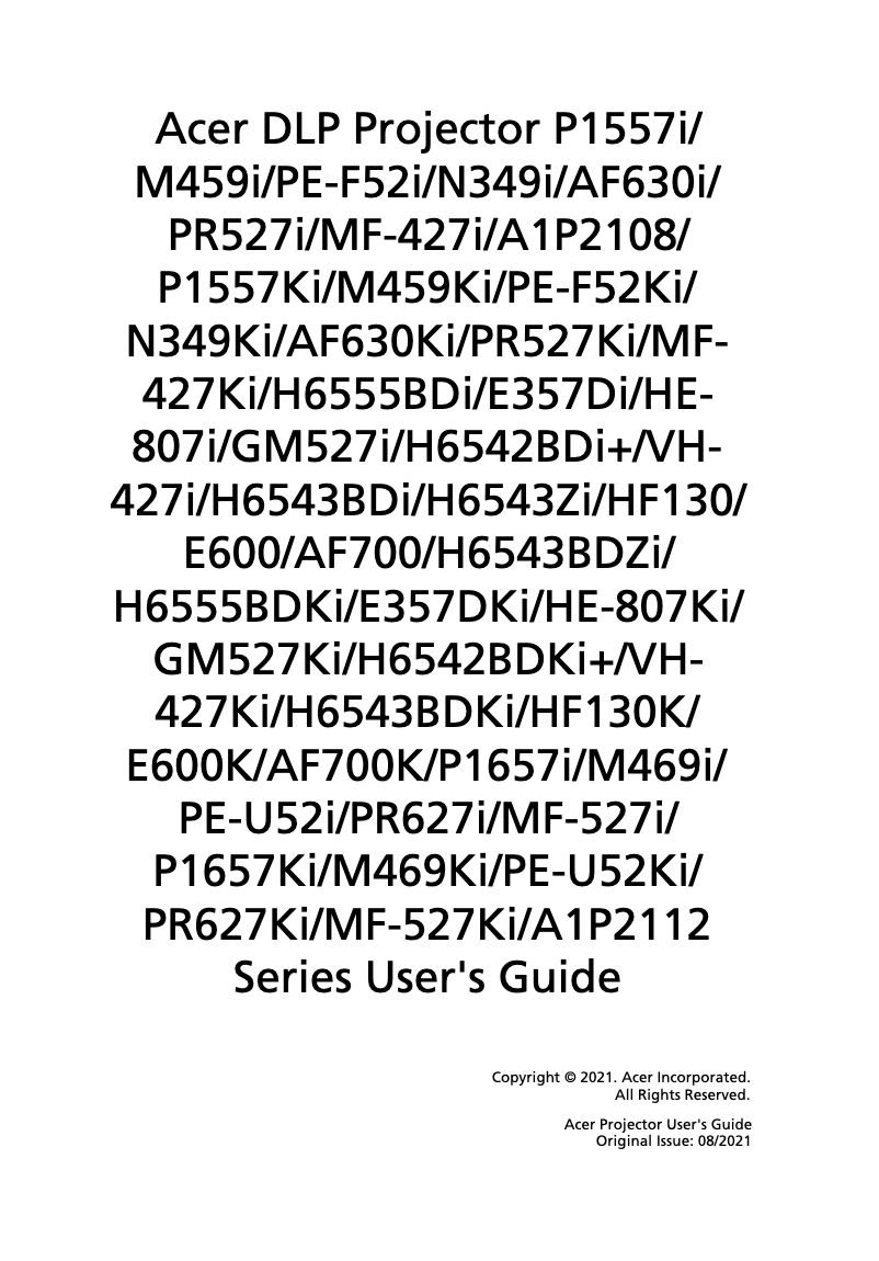 Page n°1 - Manuel utilisateur Acer HF130K