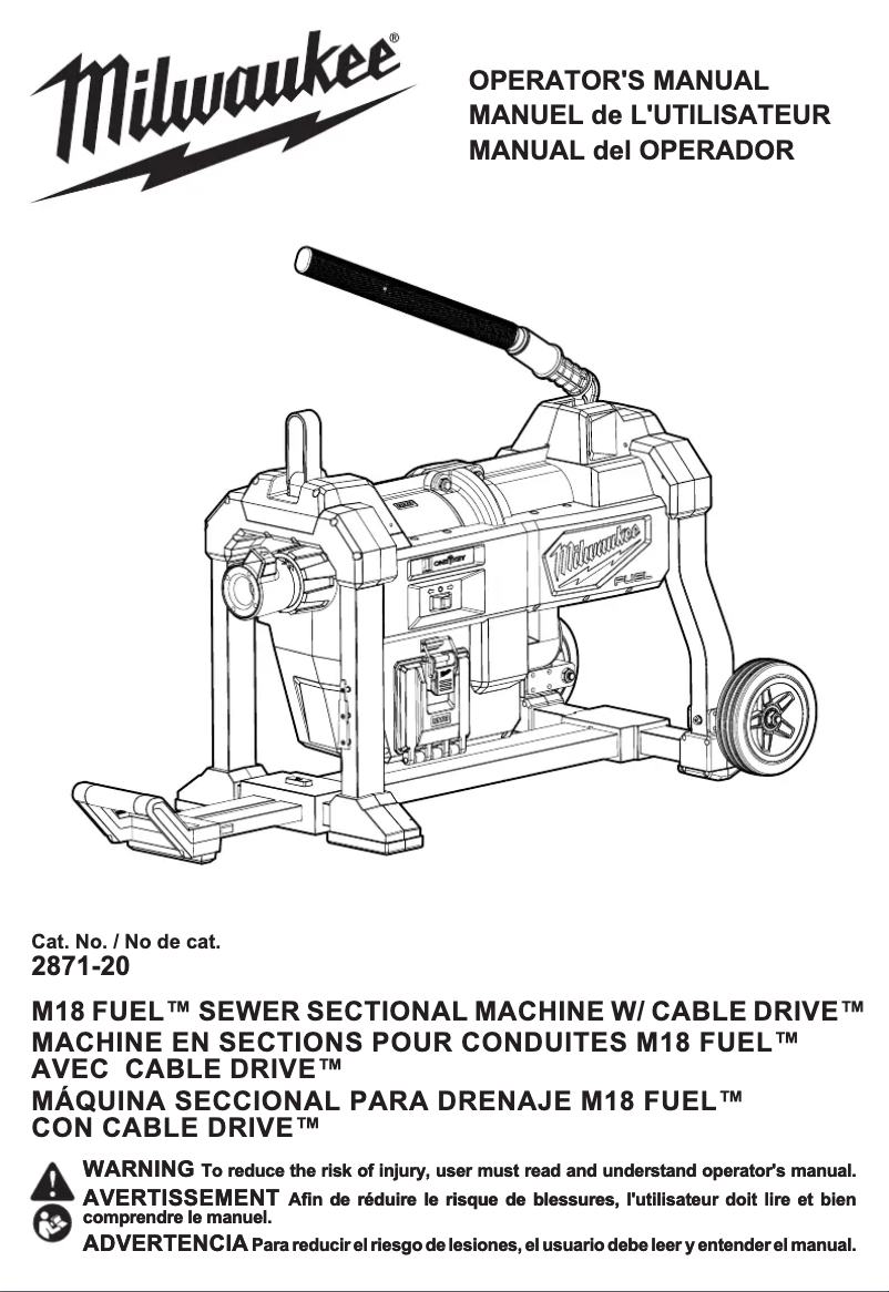 Image de la première page du manuel de l'appareil M18 Fuel Cable Drive 2871A-22