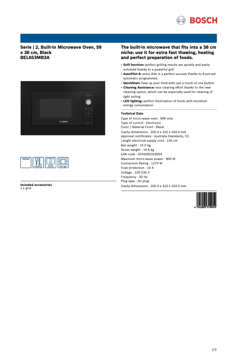 Imagen de la primera página del manual del dispositivo BEL653MB3A