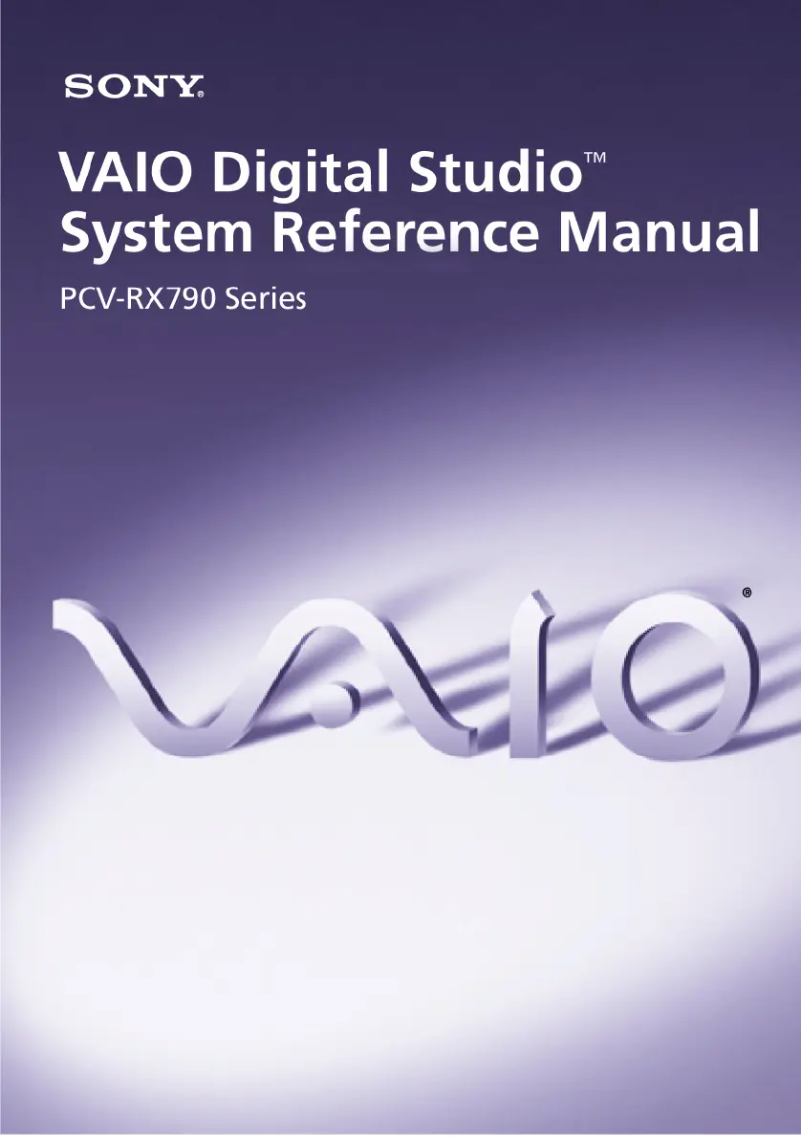 Page n°1 - Manuel utilisateur Sony Vaio PCV-RX790G