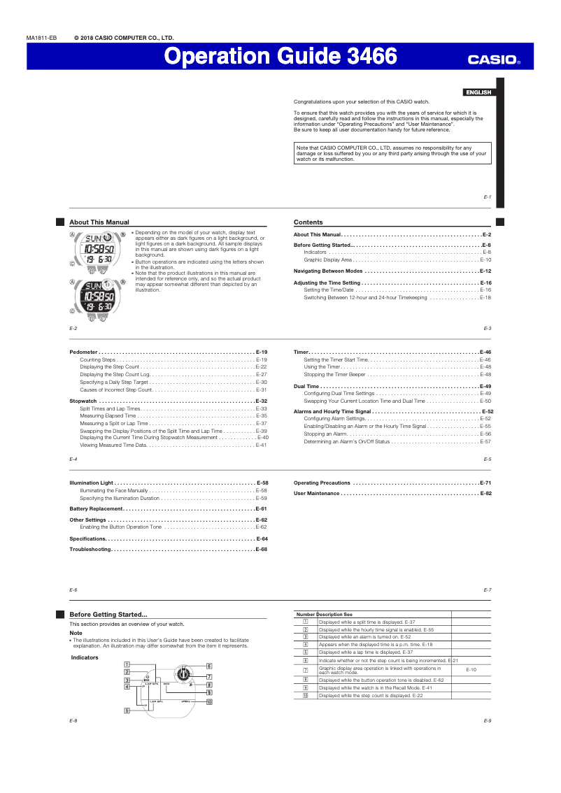 Page 1 de la notice Manuel utilisateur Casio Collection WS-2000H-2AVEF