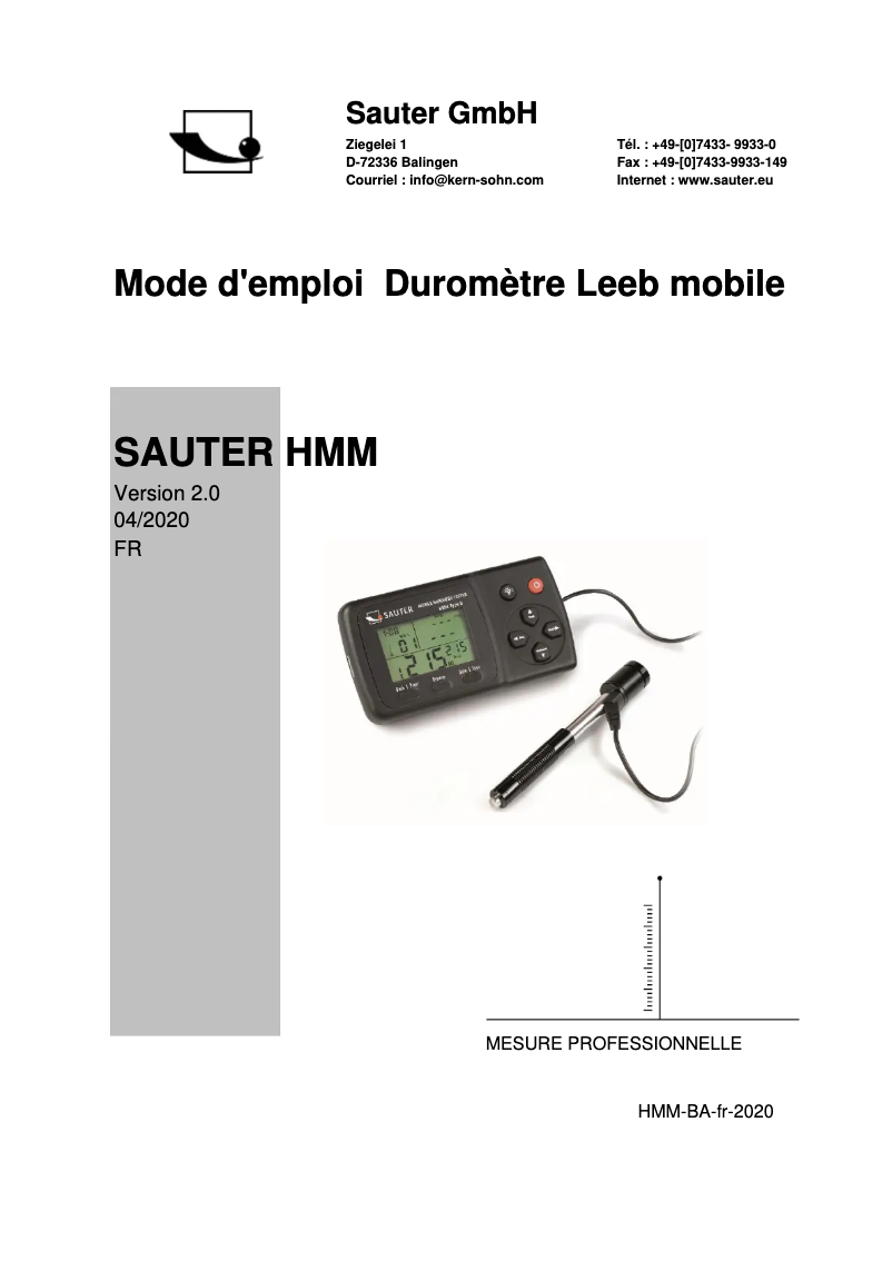 Page 1 de la notice Manuel utilisateur Kern HMM