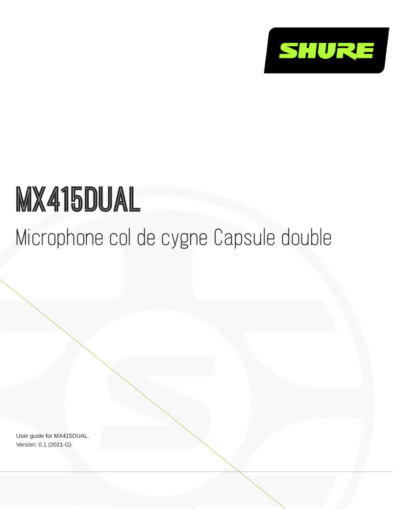 Page 1 de la notice Manuel utilisateur Shure MX415DUAL