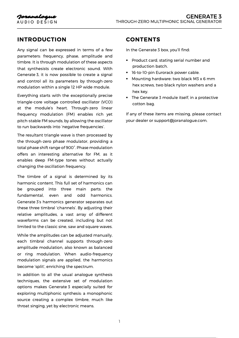 Image de la première page du manuel de l'appareil Generate 3