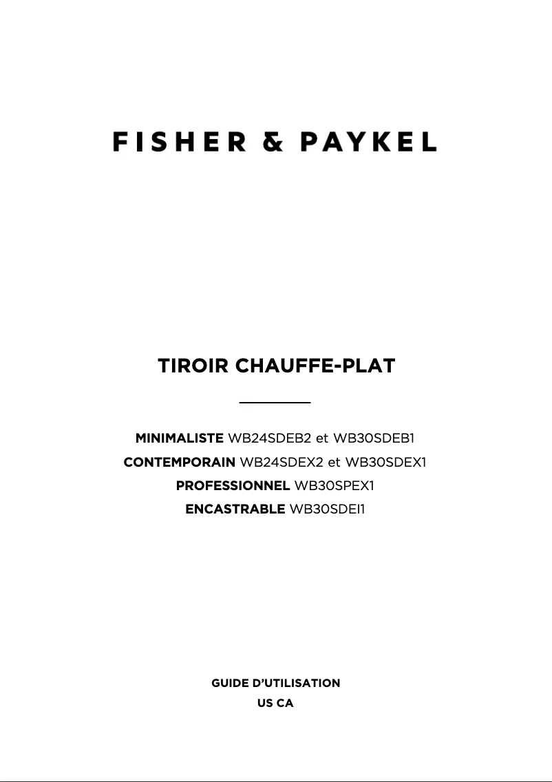 Page 1 de la notice Manuel utilisateur Fisher & Paykel WB30SDEX1