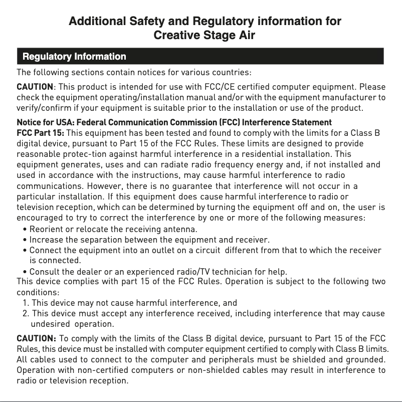 Image de la première page du manuel de l'appareil Stage Air