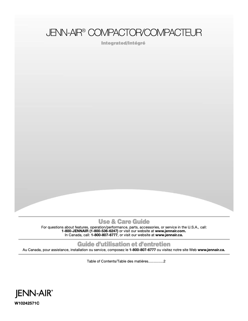 Page 1 de la notice Manuel utilisateur Jenn-Air TC707S