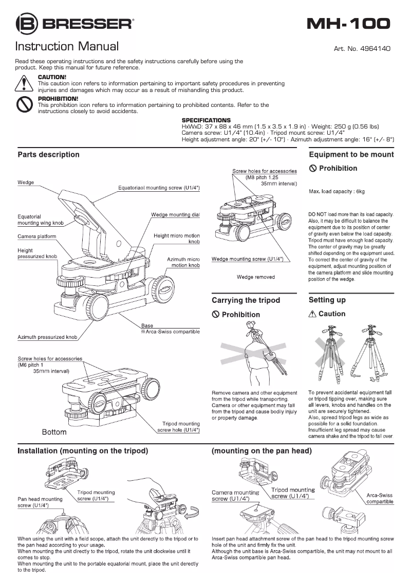 Page n°1 - Manuel utilisateur Bresser 4964140