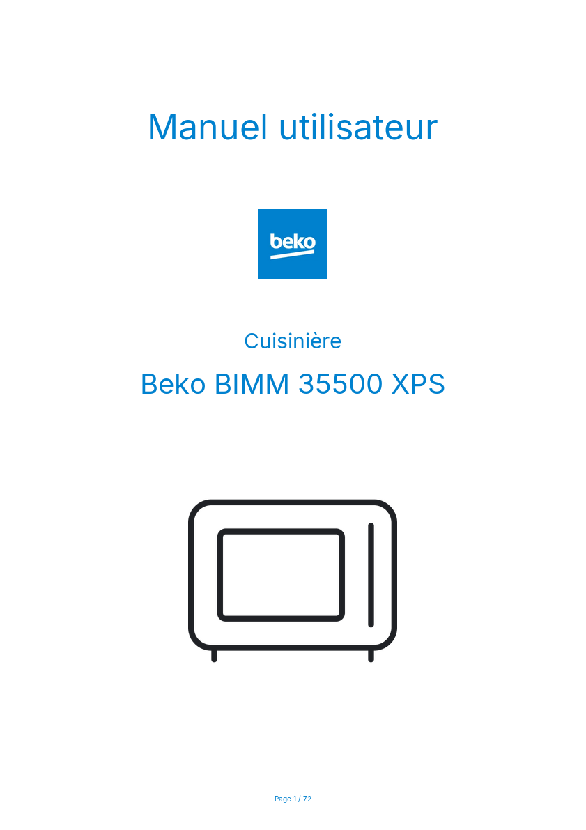 Image de la première page du manuel de l'appareil BIMM 35500 XPS