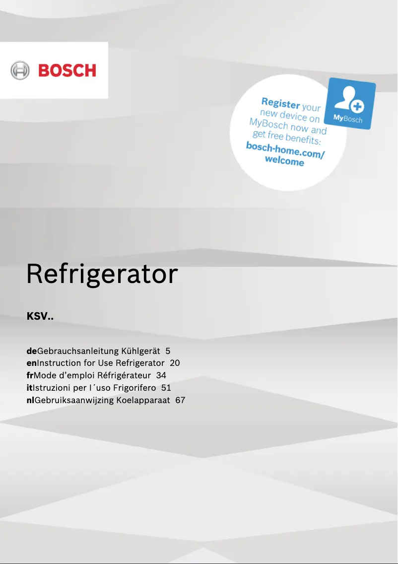 Page 1 de la notice Manuel utilisateur Bosch KSV33NWEP