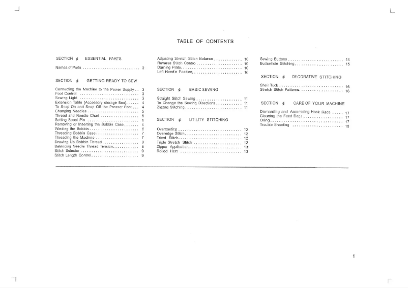 Page n°1 - Manuel utilisateur Necchi N215A