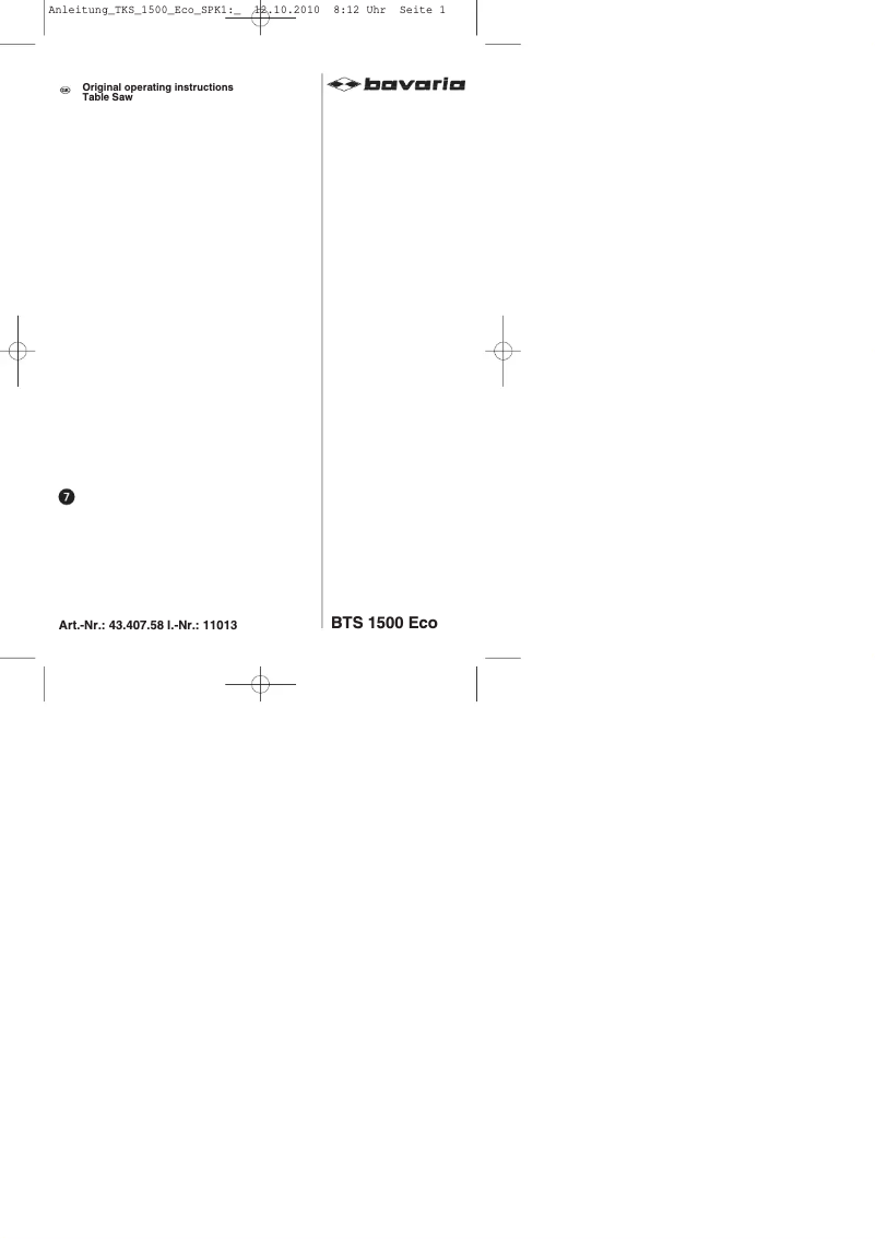 Página 1 del manual Manual de usuario Bavaria BTS 1500 Eco