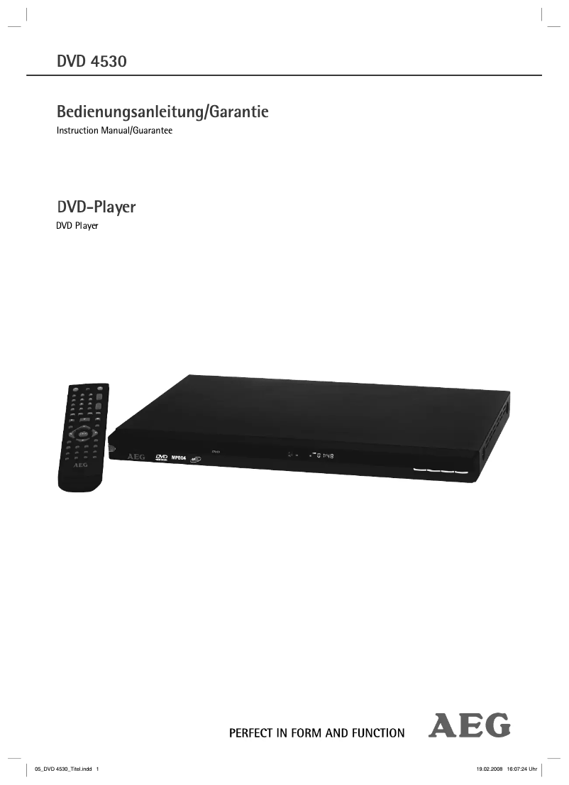 Page 1 de la notice Manuel utilisateur AEG DVD 4530