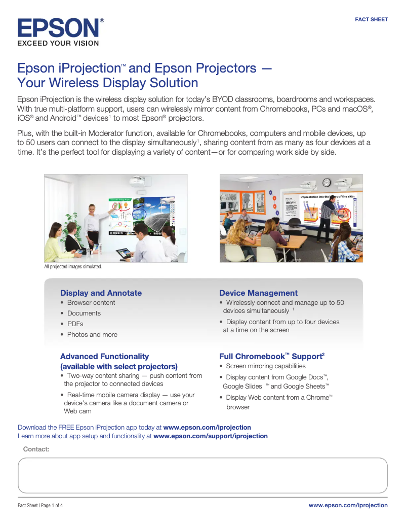 Page 1 de la notice Brochure Epson PowerLite Pro Cinema 7100