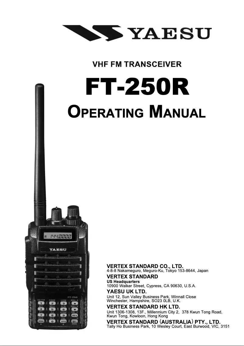 Página 1 del manual Manual de usuario Yaesu FT-250R