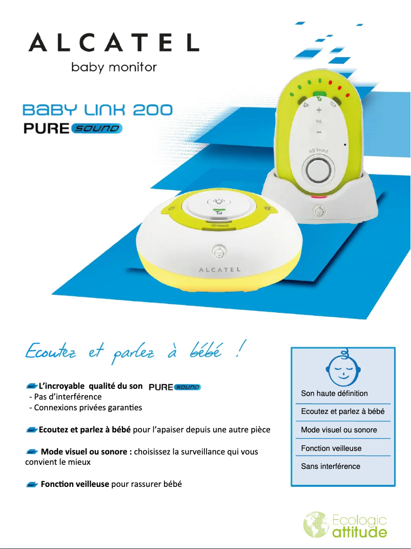 Page 1 de la notice Fiche technique Alcatel Baby Link 200