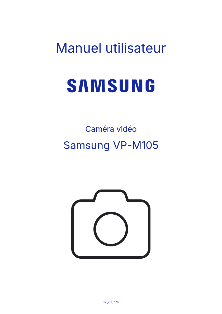 Page n°1 - Manuel utilisateur Samsung VP-M105