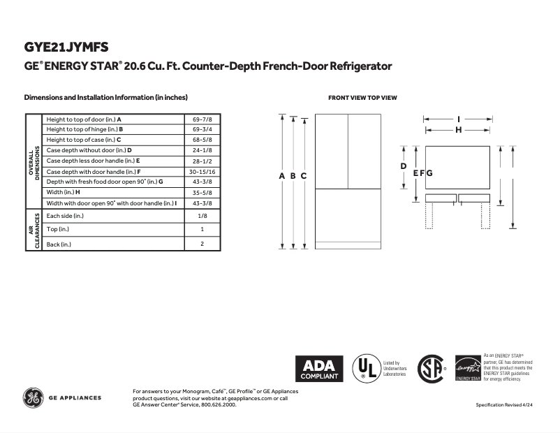Image de la première page du manuel de l'appareil GYE21JYMFS