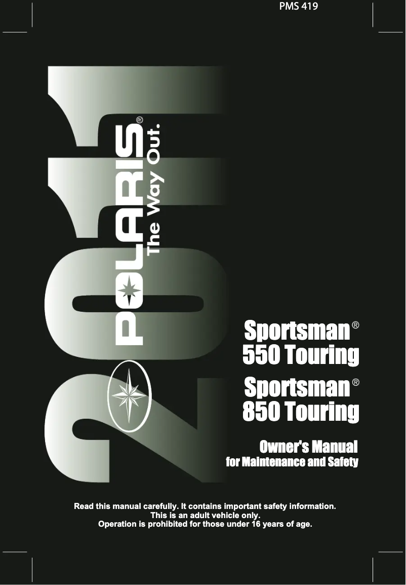 Image de la première page du manuel de l'appareil 850 Touring International (2011)