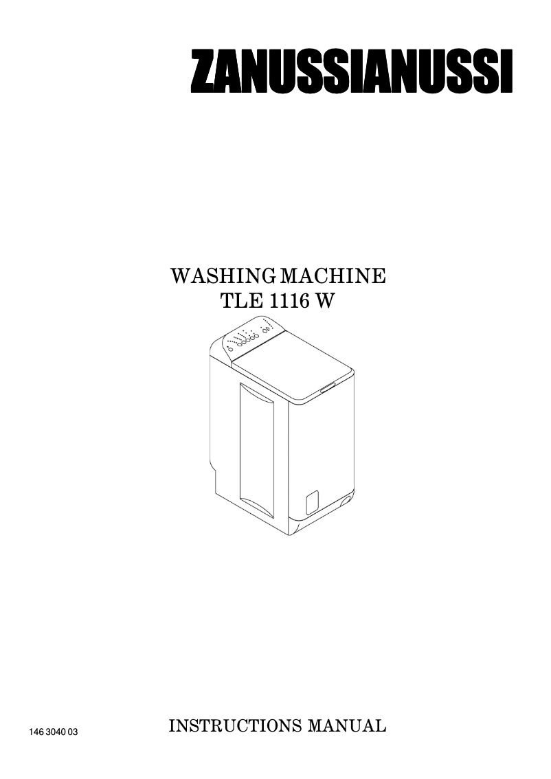 Page 1 de la notice Manuel utilisateur Zanussi TLE1116W