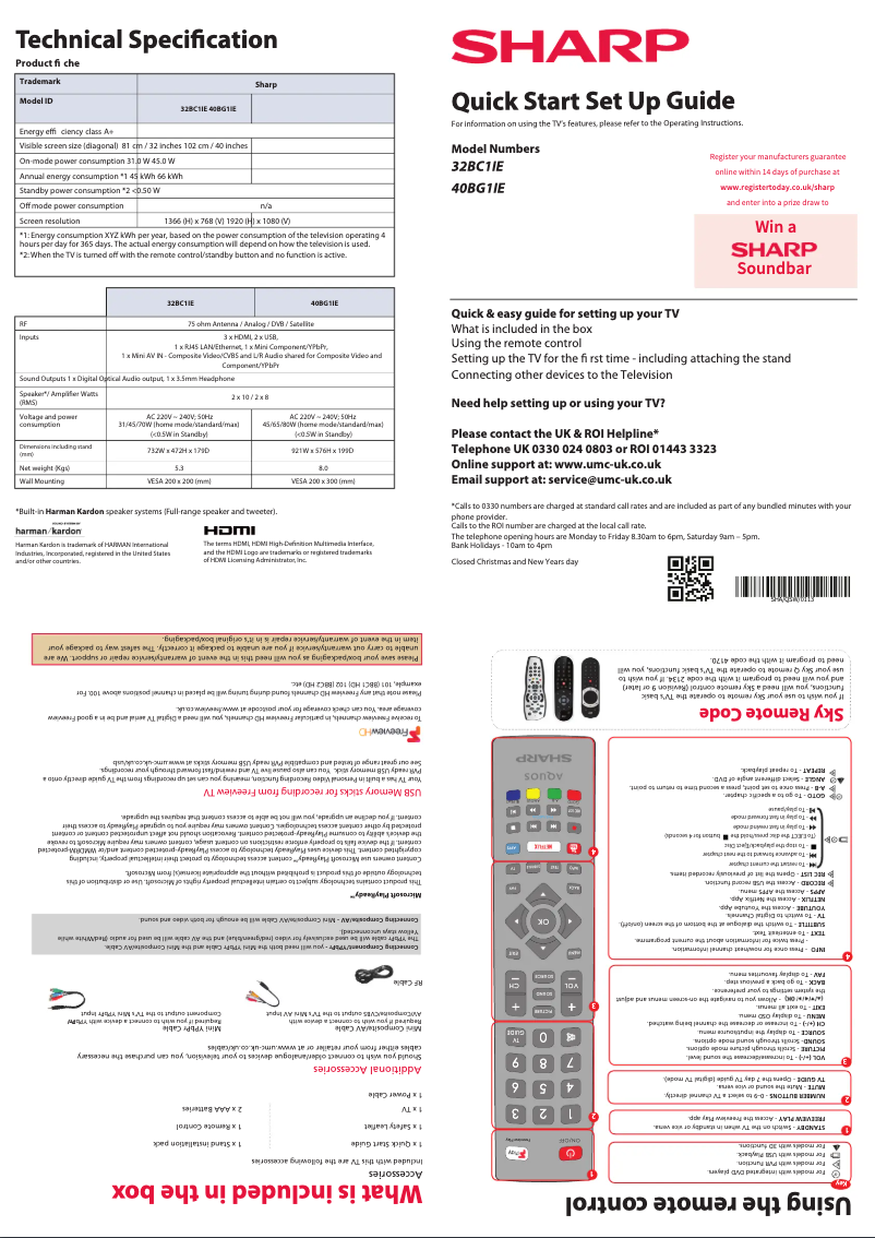 Page n°1 - Manuel utilisateur Sharp 40BG1IE