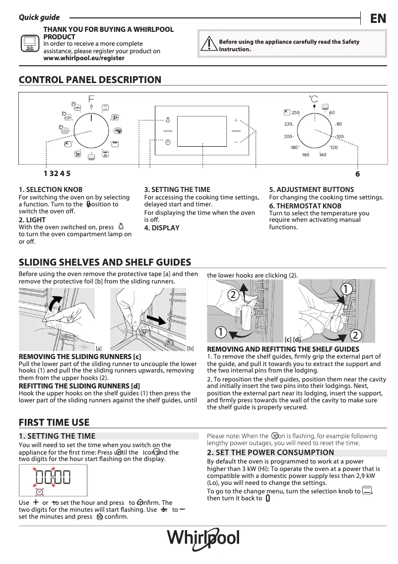 Page 1 de la notice Manuel utilisateur Whirlpool OAS KP8V1 IX
