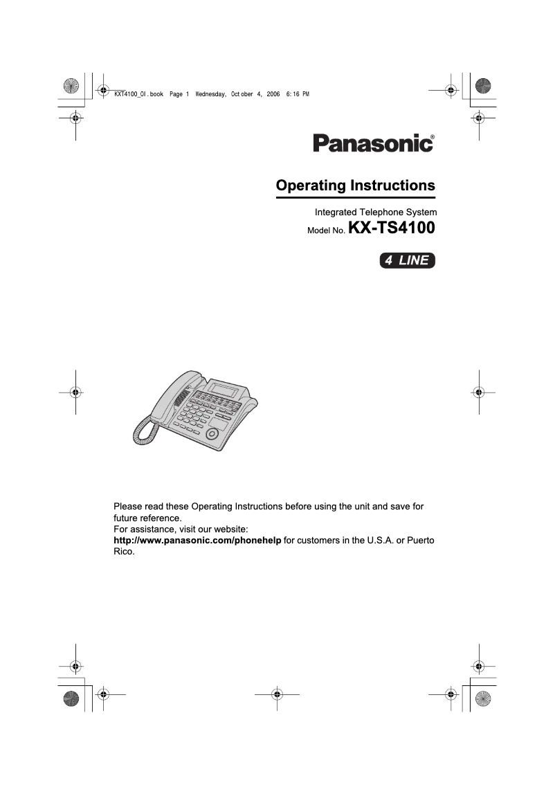 Page 1 de la notice Manuel utilisateur Panasonic KX-TS4100