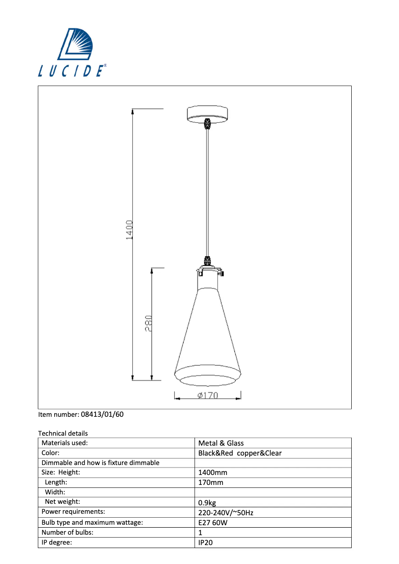 Página 1 del manual Manual de usuario Lucide Vitri 08413/01/60