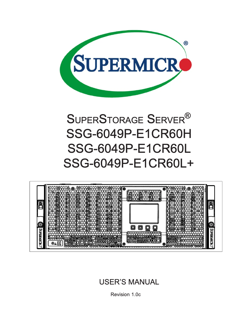 Image de la première page du manuel de l'appareil SuperStorage 6049P-E1CR60L