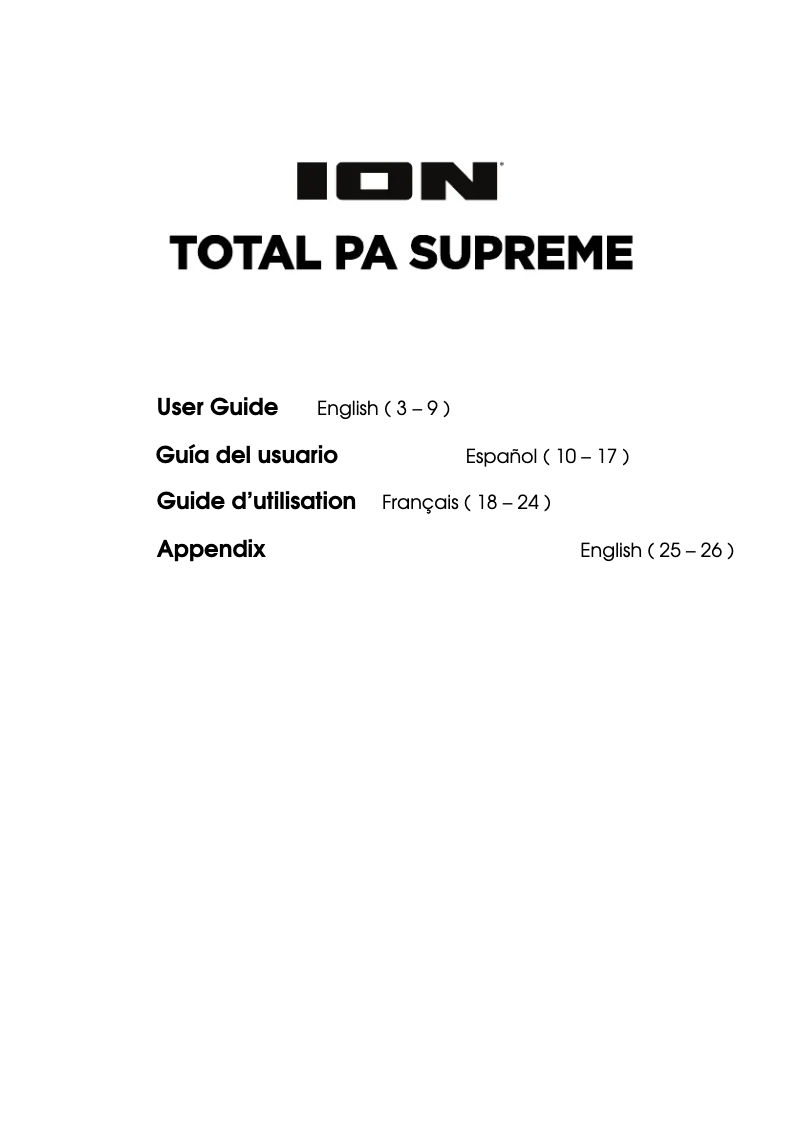Page n°1 - Manuel utilisateur ION Total PA Supreme